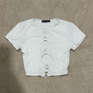 White Ribbed Crop Top x One By One